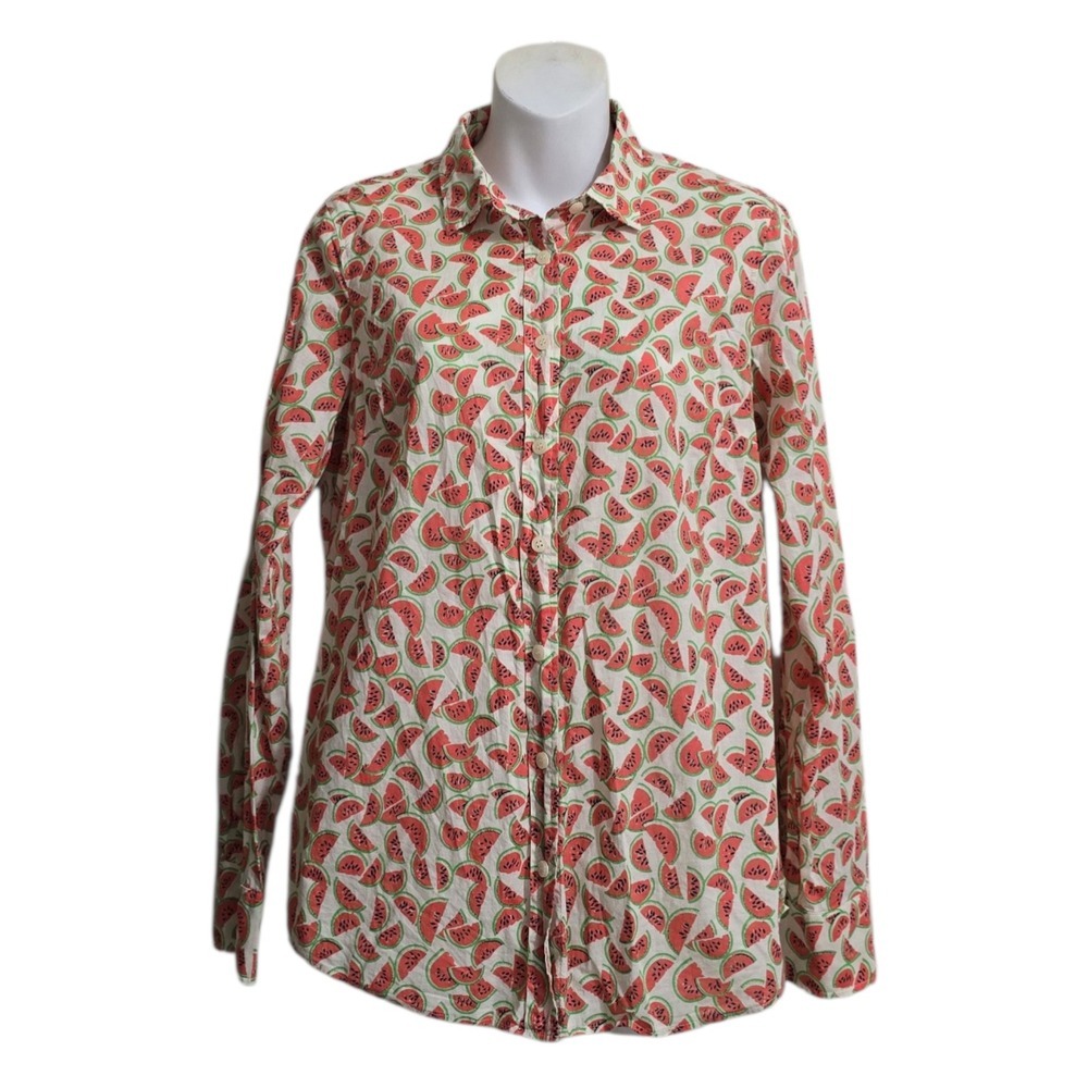 J. Crew Factory Lightweight Watermelon Print Perfect Fit Casual Button Down Sz S
